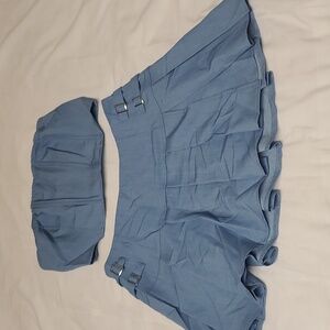 SHEIN SXY Tight Strapless Crop Top And Pleated Skirt Set in Size Large NWT